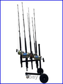 Dev Fishing Offshore Rod Holder Organizer Storage Dock Transport Roller Cart