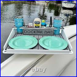 Docktail Boat Utility Table and All Angle Adjustable Rod Holder Mount Optional
