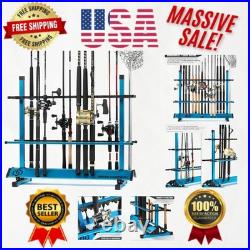 Durable Aluminum Fishing Rod Rack Organize 24-48 Rods, Minimal Space Needed
