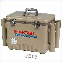 Engel Coolers 19 Quart Cooler/dry Box Tan W 4 Rod Holders