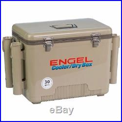Engel Coolers 30 Quart Leak Proof Insulated Cooler Drybox with 4 Rod Holders