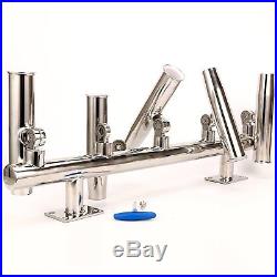 Excellent 5 Tube Adjustable Stainless Wall/Top Mounted Rod Holder -9995S New