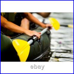 FISHING KAYAK 2-Person Inflatable 18-Gauge PVC Adjustable Rod Holder Green