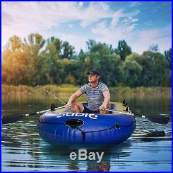 Fishing Boat 4 Person Inflatable Rafting Rod Holders Set with 2 Oars