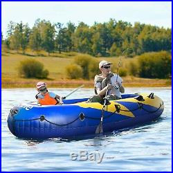 Fishing Boat 4 Person Inflatable Rafting Rod Holders Set with 2 Oars