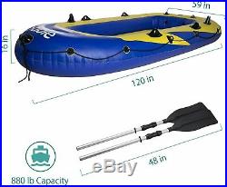 Fishing Boat 4 Person Inflatable Rafting Rod Holders Set with 2 Oars