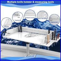 Fishing Boat Cutting Board, Bait Board with 360° Adjustable Rod Holder