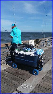 Fishing Cart, Mighty Max Fishing Cart for Cooler Caddy & Fishing Poles (Blue)