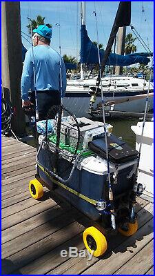 Fishing Cart, Mighty Max Fishing Cart for Cooler Caddy & Fishing Poles (Yellow)