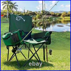 Fishing Chair with Rod Holder Built in Cooler Hands Free Fishing Pole Holder