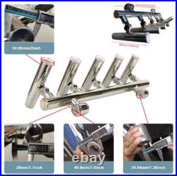 Fishing Console Boat T Top Rocket Launcher Stainless Steel 2Clamp 5 Rod Holder