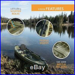 Fishing Kayak Sit-On-Top Paddle Included Stable Flat Bottom Fishing Rod Holders