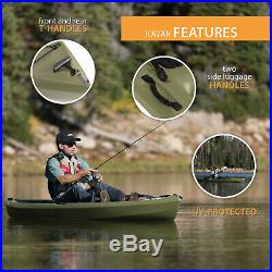 Fishing Kayak with Paddle Angler Olive Green Sit-On Lake Ocean Pond Rod Holder 10