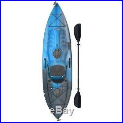 Fishing Kayak with Paddle Blue Camouflage Rafting Luxury Rod Holder One Person