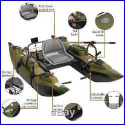 Fishing Pontoon Boat Deluxe Inflatable 9ft Canoe Kayak With Rod Holders 22 Pockets