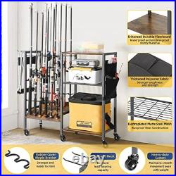 Fishing Rod Holder, Fishing Pole Holders for Garage Carbonized Black, 12 Rods