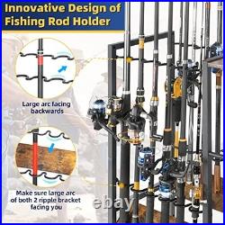 Fishing Rod Holder, Fishing Pole Holders for Garage Carbonized Black, 12 Rods