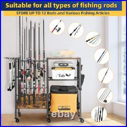 Fishing Rod Holder, Fishing Pole Holders with Tackle Cart, Equipment Organizers