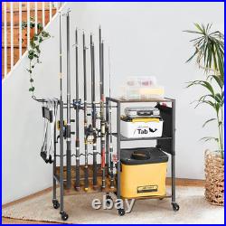 Fishing Rod Holder, Fishing Pole Holders with Tackle Cart, Equipment Organizers
