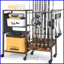 Fishing Rod Holder, Fishing Pole Holders with Tackle Cart, Equipment Organizers