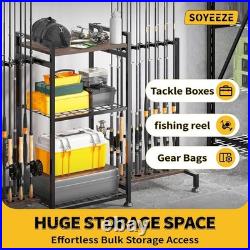 Fishing Rod Holder Stand for 28 Rods 3 Sided Vertical Rack Garage Storage Tackle Fishing Rod Holder Stand for 28 Rods 3 Sided Vertical Rack Garage Storage Tackle
