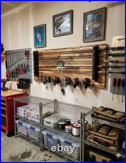 Fishing Rod Holder Wall Mount 6 Rod Storage Rack with Reel Organizer Heavy D