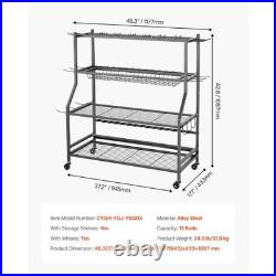 Fishing Rod Holder for 15-Rods, Mobile Fishing Pole Rack Cart with Wheels, Fish