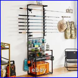 Fishing Rod Holder for Garage, Fishing Pole holders Hold up to 9 Rods, 3 Tier