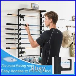 Fishing Rod Holder for Garage, Fishing Pole holders Hold up to 9 Rods, 3 Tier