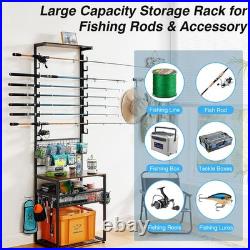 Fishing Rod Holder for Garage, Fishing Pole holders Hold up to 9 Rods, 3 Tier