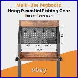Fishing Rod Holder for Garage with Hooks & Pegboard, 3-Tier Fishing Pole Rack