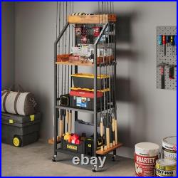 Fishing Rod Holder for Garage with Hooks & Pegboard, 3-Tier Fishing Pole Rack