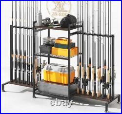 Fishing Rod Holder for Ground Stand Fishing Pole Holders 28 Rods Black-28 Rods