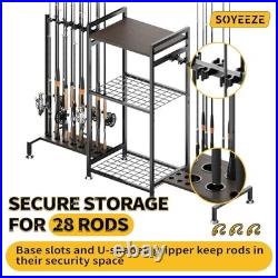 Fishing Rod Holder for Ground Stand Fishing Pole Holders 28 Rods Black-28 Rods