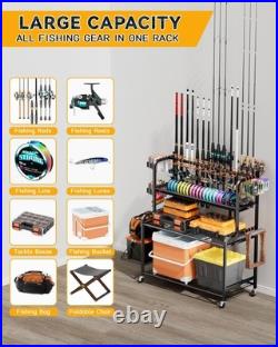 Fishing Rod Holder with 15-Pole Rack 3-Tier Fishing Cart for Fishing Accessor