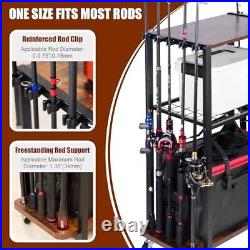 Fishing Rod Holders Rack Stand Pole Mounts for Garage, Hold 10 Rods or Combos