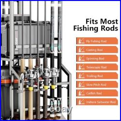Fishing Rod Holders for Garage, 12-Rod Fishing Pole Holders with Pegboard &