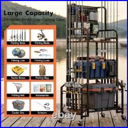 Fishing Rod Holders for Garage, 12-Rod Fishing Pole Holders with Pegboard &