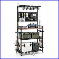 Fishing Rod Holders for Garage, 3-Tier Fishing Rod Rack, Fishing Gear Organizer