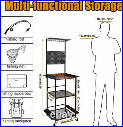 Fishing Rod Holders for Garage, 3-Tier Fishing Rod Rack Store 12 Rods& 8 Reels