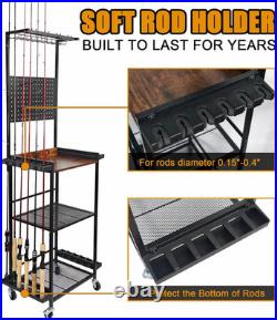 Fishing Rod Holders for Garage, 3-Tier Fishing Rod Rack Store 12 Rods& 8 Reels