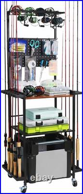Fishing Rod Holders for Garage, 3-Tier Fishing Rod Rack Store 12 Rods& 8 Reels