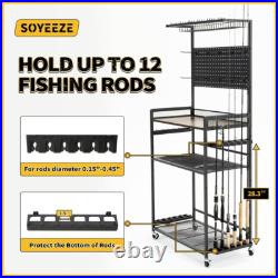 Fishing Rod Holders for Garage, Fishing Gear Holder for Fishing Rod Tackle Box St