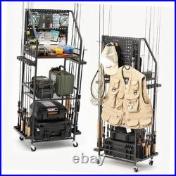 Fishing Rod Holders for Garage, Fishing Gear Storage 10 hooks Black-10 hooks Fishing Rod Holders for Garage, Fishing Gear Storage 10 hooks Black-10 hooks