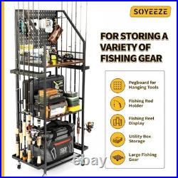 Fishing Rod Holders for Garage, Fishing Gear Storage 10 hooks Black-10 hooks Fishing Rod Holders for Garage, Fishing Gear Storage 10 hooks Black-10 hooks