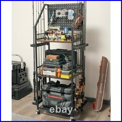 Fishing Rod Holders for Garage, Fishing Pole Holders Up to 12 Rods with Pegbo