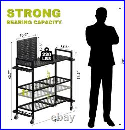 Fishing Rod Holders for Garage, Fishing Rod Stand with Wheels and Pegboard, 3-Ti Fishing Rod Holders for Garage, Fishing Rod Stand with Wheels and Pegboard, 3-Ti