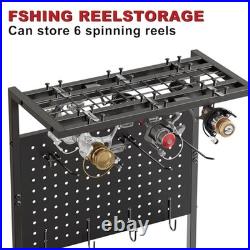 Fishing Rod Holders for Garage, Fishing Rod Storage Rack with Hooks & Black