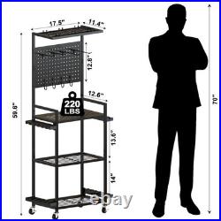 Fishing Rod Holders for Garage, Fishing Rod Storage Rack with Hooks & Wheels