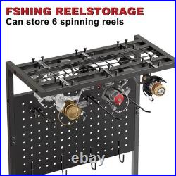 Fishing Rod Holders for Garage, Fishing Rod Storage Rack with Hooks & Wheels